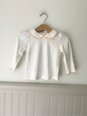 Gymboree Girls White Ribbed Peter Pan Collar Top 12-18 Months